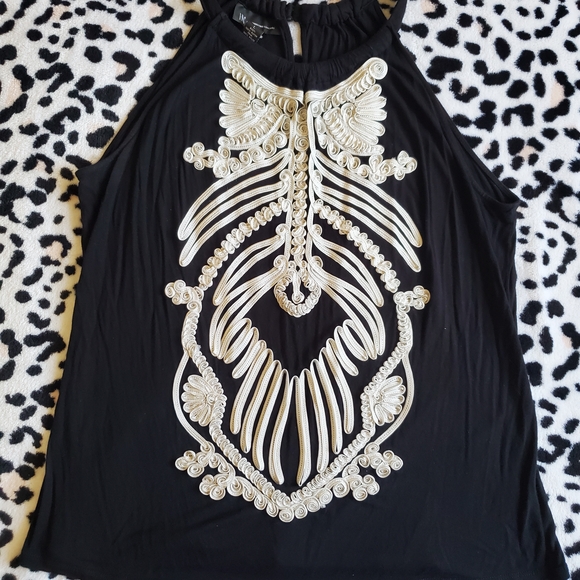 INC International Concepts Black and White Embroidered Blouse - Picture 2 of 9